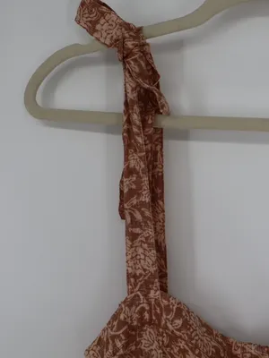 Faherty Kendall Palms Linen Maxi Dress Women’s Small Brown Tie Strap Button thumbnail 8