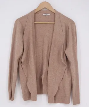 Vila Milano Womens Tan Open Front Button Back Cardigan Sweater Size L thumbnail 1
