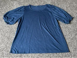 Women's Blue Puff Sleeve Short Sleeve Tee Size Small thumbnail 1