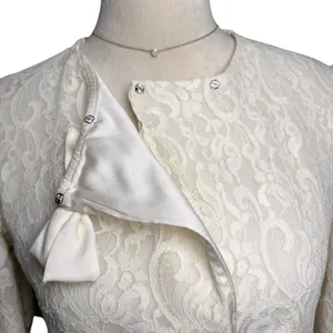 Vintage Lily of France Ivory Lace Bow Formal Jacket Small | Coquette‎ Romantic thumbnail 6