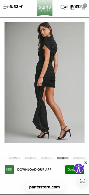 Pants store black one shoulder dress thumbnail 3