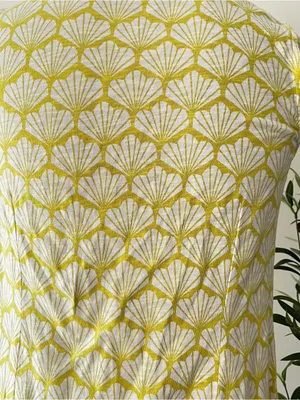 Boden Sleeveless chartreuse and teal Shell-Print cotton Dress thumbnail 4