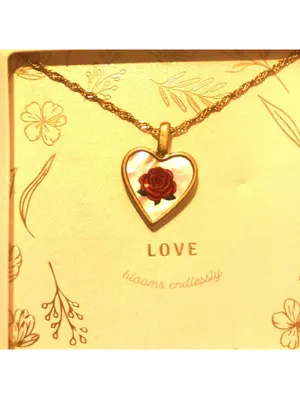 Target Love Blooms Endlessly 14K Gold Dipped Heart Necklace with Red Rose 16” thumbnail 4