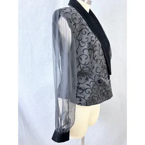 Vintage J.R. Nites Caliendo Black Velvet Shawl Collar Evening‎ Jacket fits 8-10 thumbnail 6