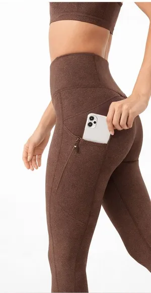Athleta Brown High Rise Leggings S Side Pockets Athletic Yoga thumbnail 1