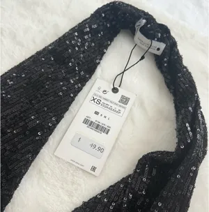 ZARA Black Sparkly Top Backless Halter thumbnail 3