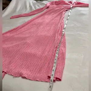 Renaissance Pink Textured Long Sleeve Fairycore Maxi Dress Sz S EUC thumbnail 7