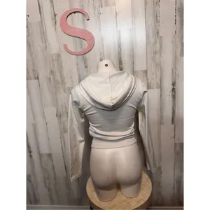 White zip up sweater size small thumbnail 4