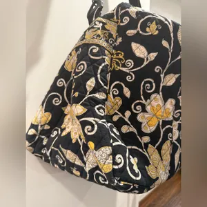 Vera Bradley Floral Black and Yellow Tote Travel‎ Bag thumbnail 4