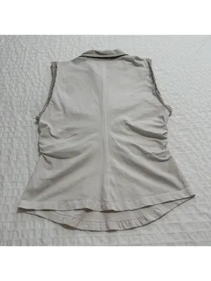 Pilcro Ruched Varsity Polo Tank Top Sleeveless Off White Sz M Medium thumbnail 9