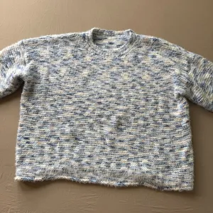 Marled Fuzzy Oversized Crew Knit Sweater Gray thumbnail 3