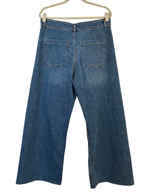 NWT Zara High Rise Marine Straight Jeans Size 14 thumbnail 3