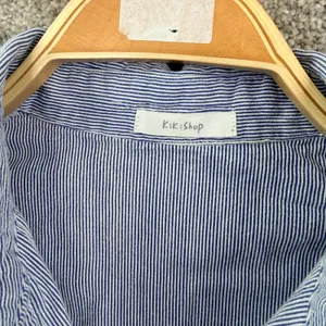 KikiShop Blue Pinstripe Shirt Dress Belted Coastal Grandma Minimalist Lagenlook thumbnail 10