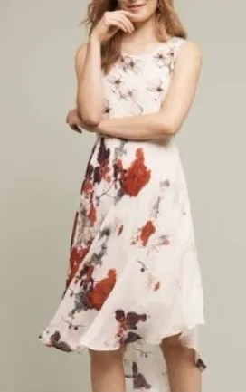Anthropologie Varun Bahl Floral Levu Swing Dress Size L Sleeveless Hi-low thumbnail 1