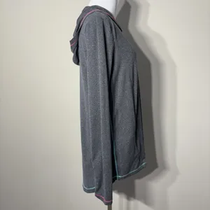Fox Head Hoodie Top Womens Large Gray Long Sleeve Zip Pocket Graphic Lightweight thumbnail 6