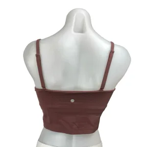 NEW Crz Yoga Brown Sleeveless Cami Camisole Tank Workout Athletic Crop Top Sz S thumbnail 2