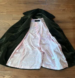 Juicy Couture vintage army green velvet trench coat thumbnail 3