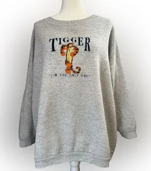 Vintage Disney Grey Tigger Pullover Fleece Sweater Rare In the Only One Pooh XL thumbnail 1