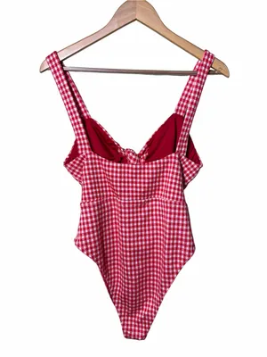 New Sabo Skirt Red Gingham Cutout Bodysuit Size Large Coquette Summer thumbnail 2