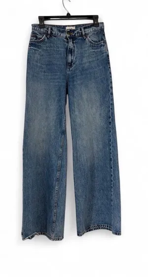 High-Rise Wide-Leg Women's Jeans in Medium Blue size 27 thumbnail 1