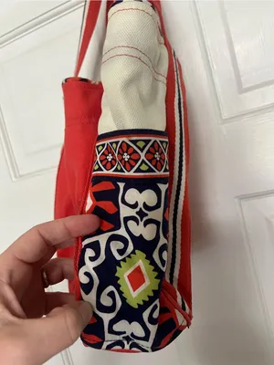 Vera Bradley Red Canvas Tote with Patterned Trim thumbnail 7