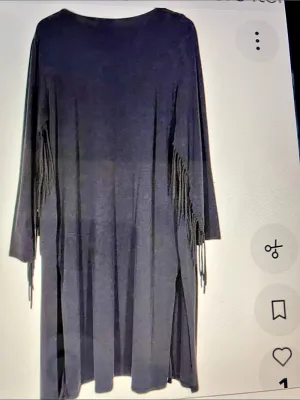 Wrangler Fringe Black silver concho boho longline cowgirl western chic thumbnail 3
