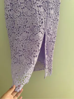 ASTR Lavender Strapless Lace Midi Dress with Side Slit thumbnail 4