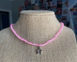 light Pink Star Trendy Choker Necklace thumbnail 3
