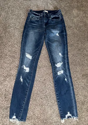 Altar'd State Women's Distressed Mid-Rise Skinny Jeans thumbnail 1