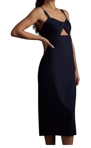 BHLDN Evonna Navy Blue Twist Front Tie Midi‎ Dress Wedding Guest Size 4 thumbnail 1