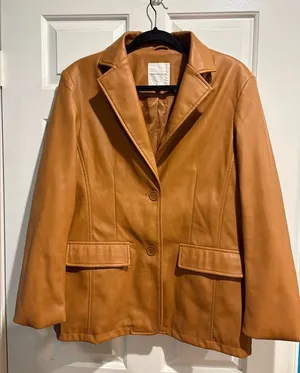 Avec Les Filles faux leather jacket blazer tan sz M thumbnail 1