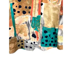 vintage 1990s | L | Blouse Top Shirt with a rose and dots patchwork print women thumbnail 3