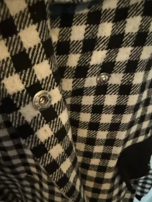 BloomChic Black and White Plaid Double-Breasted Pea Coat thumbnail 7