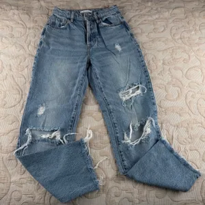 PacSun High Rise Straight Leg Distressed Jeans Light Wash Blue Size 23 thumbnail 1