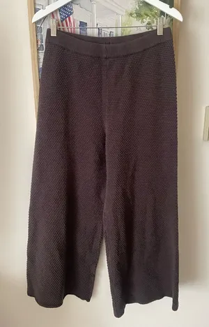 Free People Beach Hailee Knit Wide Leg Pants in Hot Fudge Brown Size Large thumbnail 1