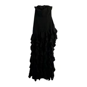 Oh Polly Diletta Ruffle-Trim Strapless Gown Maxi Dress in Black Size 2 New thumbnail 6