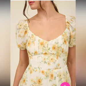 Blu Pepper Yellow Boho Milkmaid Romantic Summer Floral Midi Dress S thumbnail 6