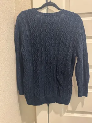 Navy Blue Ralph Lauren Cable Knit Sweater Cotton Medium thumbnail 2
