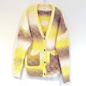 For Love & Lemons Celeste Chunky Knit Cardigan Womens M Yellow Ombre Boho Hippie thumbnail 6