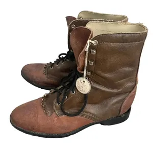 🤠✨LAREDO‎ Brown Leather Lace-Up Riding Boots Women’s 5.5✨🤠 thumbnail 2