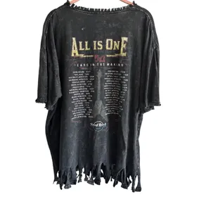 Hard Rock Cafe London Distressed Fringe Hem Graphic Tee Rock Grunge Sz XXL Y2K thumbnail 6