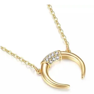 NEW Women's Gold-Plated Crescent Moon Horn Necklace‎ Size 16 + 2” thumbnail 10