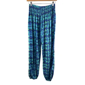 Women’s Lotus & Luna Small Blue & Green Patterned Harem Pants thumbnail 3