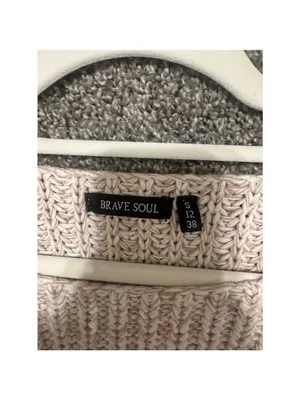 Brave Soul Chunky Knit Sweater Beige Women's Small thumbnail 3
