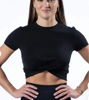 Alphalete Woman’s Premium Wrop SS Crop - Black, Size Small thumbnail 1