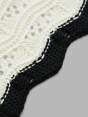 Commense Crochet Knit Crop Top Midi Skirt Set White Black Small NWT thumbnail 8
