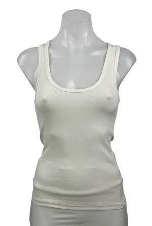 Dissh Women's White Ivory Ribbed Knit Scoop Neck Sleeveless Tank Top Size S thumbnail 1