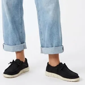 Hey Dude Wendy Womens US 7 Black White Moc Toe Slip On Casual Shoes thumbnail 1