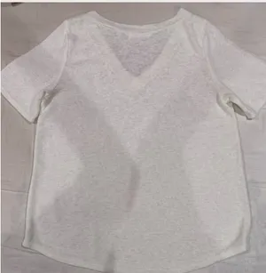 Women White cotton V-neck short sleeve t-shirt NEVER WORN thumbnail 2