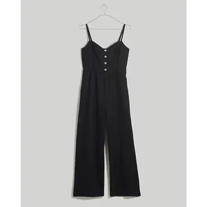 Madewell Sleeveless Wide Leg Jumpsuit 100% Linen Black Pockets Flowy US 12 NWT thumbnail 6